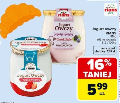 Jogurt owczy Rians różne rodzaje promocja w Carrefour