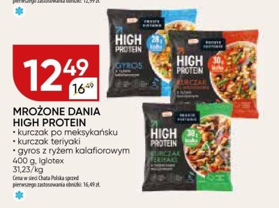Mrożone dania High Protein kurczak po meksykańsku kurczak teriyaki gyros z ryżem kalafiorowym Igotex promocja w Chata Polska