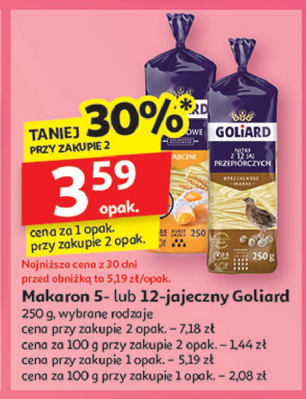 Makaron szlachecki 5-jajeczny Goliard promocja w Auchan