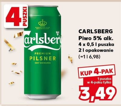 Piwo Carlsberg 5% alk. 4x0.5l promocja w Kaufland