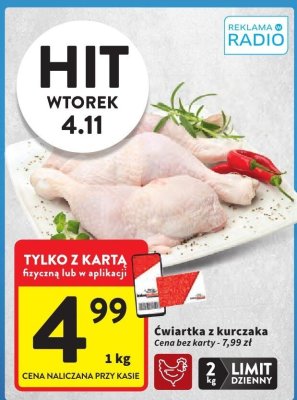 Ćwiartka z kurczaka 1 kg promocja w Intermarche