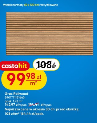 Gres Rollwood 60 x 120 cm rektyfikowany promocja w Castorama
