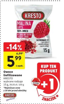 Owoce liofilizowane KRESTO Malina promocja w Intermarche
