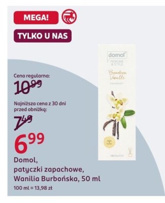 Patyczki zapachowe Domol, Wanilia Burbońska, 50 ml promocja w Rossmann