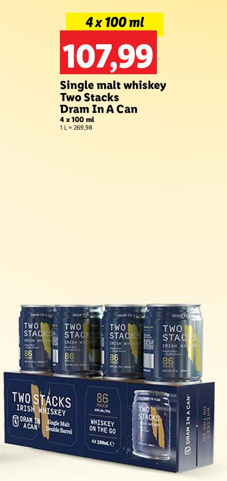 Whisky Two stacks dram in a can single malt promocja w Lidl