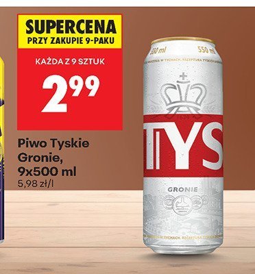 Piwo Tyskie Gronie 9x500 ml promocja w Biedronka