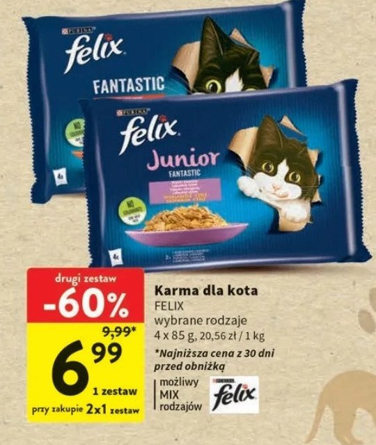 Karma dla kota z wołowiną i drobiem Purina felix fantastic duo promocja