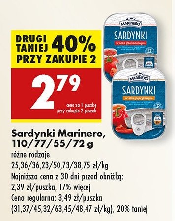 Sardynki w sosie paprykowym Marinero promocja w Biedronka