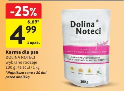 Karma dla psa DOLINA NOTECI wybrane rodzaje 100 g promocja w Intermarche