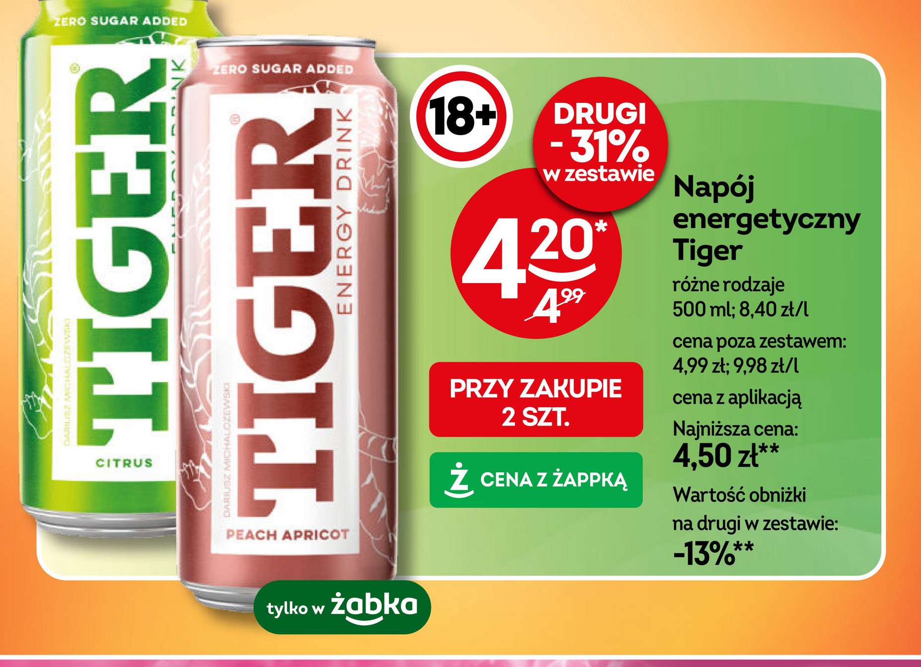 Napój citrus Tiger energy drink promocja w Żabka