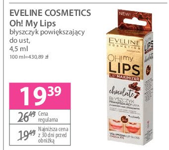 Błyszczyk powiększający usta chocolate Eveline oh! my lips promocja