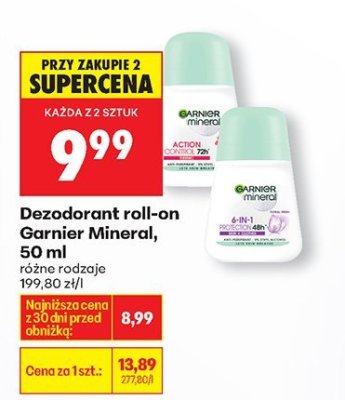 Dezodorant roll-on Garnier Mineral, 50 ml promocja w Biedronka