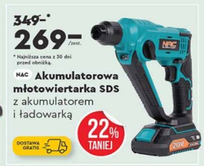 Młotowiertarka akumulatorowa SDS z akumulatorem i ładowarką promocja w Biedronka