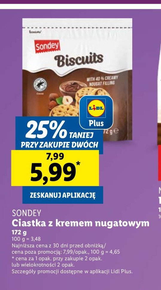 Ciastka z kremem orzechowym Sondey promocja w Lidl
