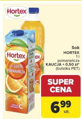 Sok pomarańczowy Hortex promocja w Carrefour Market