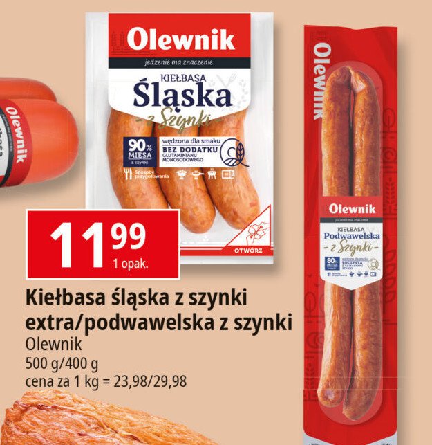 Kiełbasa śląska z szynki Olewnik promocja w Leclerc