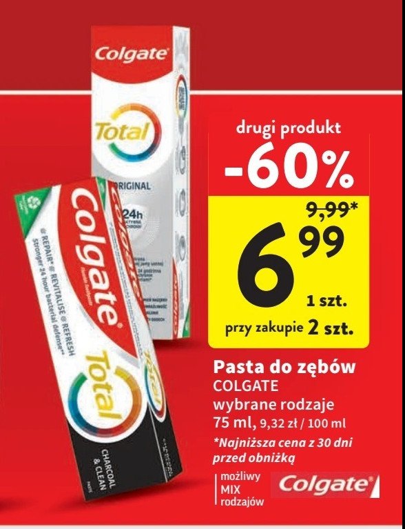 Pasta do zębów charcoal & clean Colgate total promocja