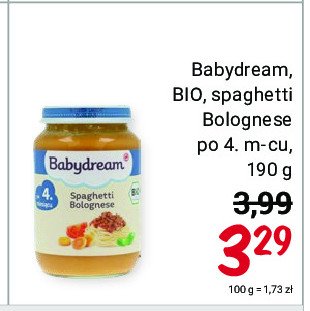 Obiadek spaghetti bolognese Babydream promocja