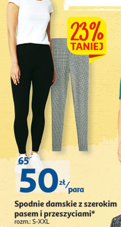 Spodnie damskie szerokim pasem i przeszyciami s-xxl Auchan inextenso promocja