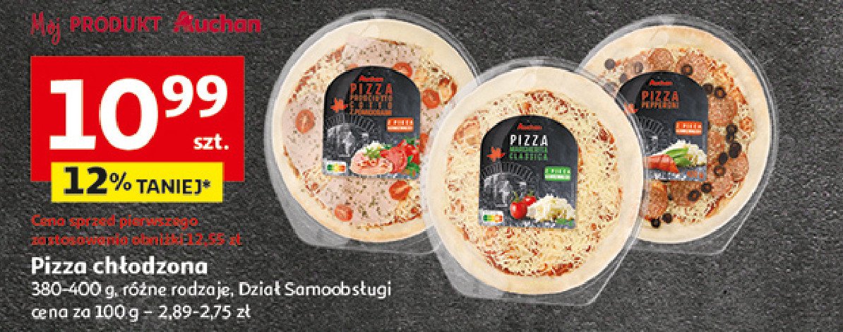 Pizza z szynką prosciutto Auchan promocja