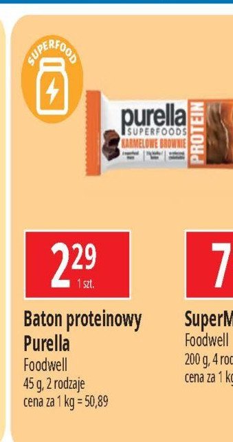 Baton karmel brownie Purella superfoods Purella food promocja w Leclerc