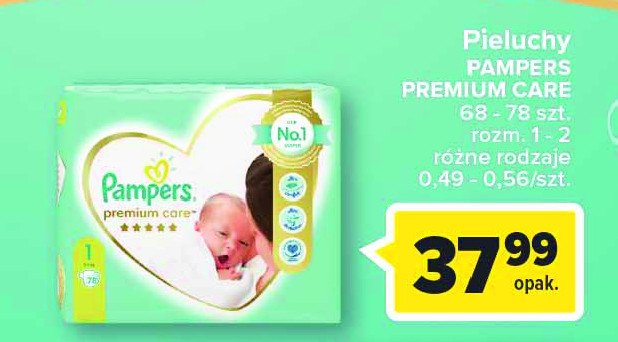 Pieluszki dla dzieci newborn Pampers premium care promocja