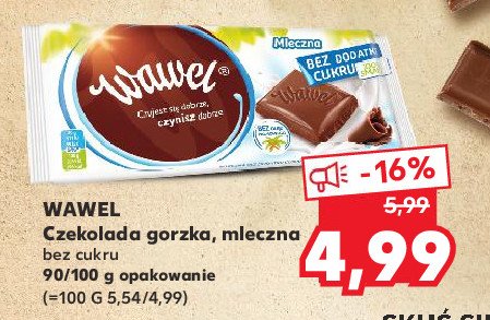 Czekolada bez dodatku cukru Wawel mleczna promocja