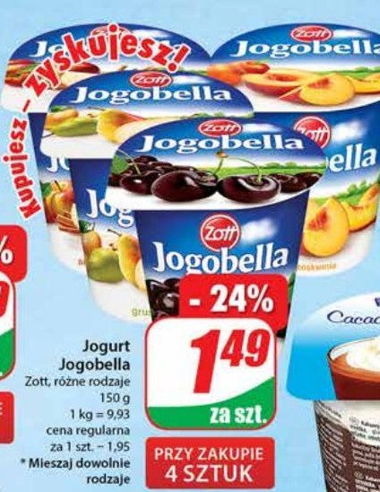 Jogurt czereśniowy Zott jogobella promocja