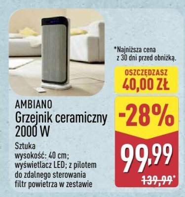 Grzejnik ceramiczny 2000 W  promocja w Aldi