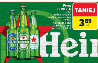 Piwo Heineken 0,5 l, różne rodzaje promocja w Carrefour