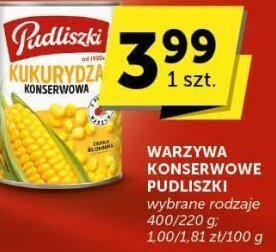 Warzywa konserwowe Pudliszki kukurydza promocja w Groszek