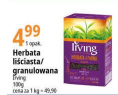 Herbata liściasta Irving promocja