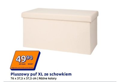 Pluszowy puf XL ze schowkiem 76 x 37,5 x 37,5 cm - różne kolory promocja w Action