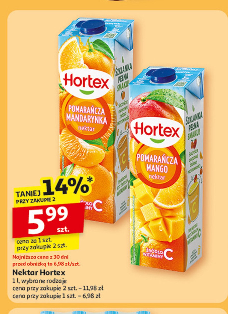 Napój pomarańcza z mandarynką Hortex promocja w Auchan