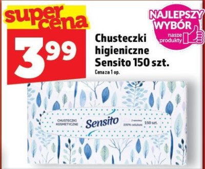 Chusteczki higieniczne Sensito 150 szt. promocja w TOPAZ