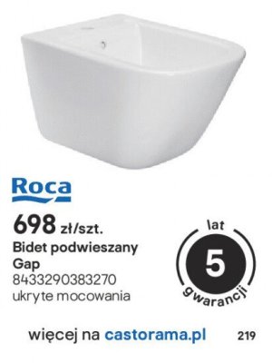 Bidet podwieszany Gap Roca ukryte mocowanie promocja w Castorama