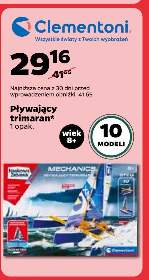 Laboratorium mechaniki: pływający trimaran Clementoni promocja