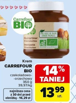 Krem Carrefour Bio czekoladowo-orzechowy promocja w Carrefour Market