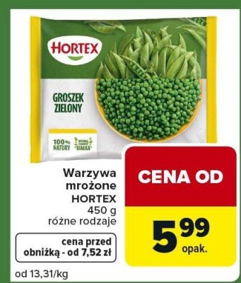 Groszek zielony mrożony HORTEX 450g promocja w Carrefour Express