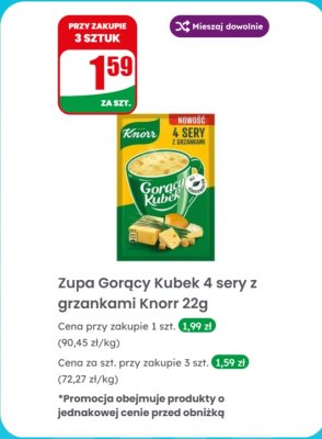 Zupa Gorący Kubek 4 sery z grzankami  promocja w Dino