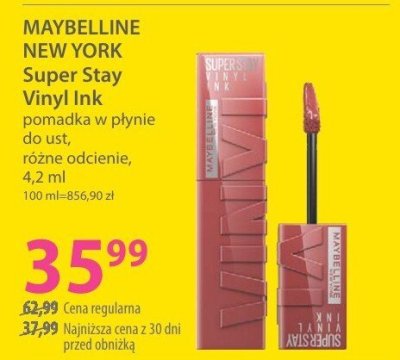 Tusz do rzęs MAYBELLINE NEW YORK Super Stay Vinyl Ink pomadka w płynie różne odcienie 4,2 ml promocja w Hebe