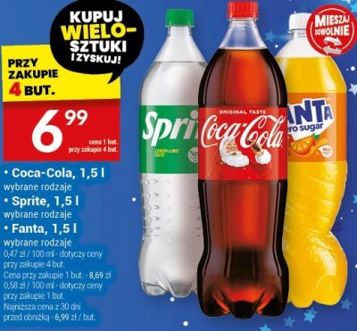 Napoje Coca-Cola, Sprite, Fanta 1,5 l promocja w Twój Market