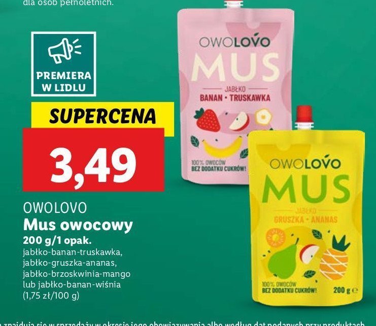 Mus jabłkowo-truskawkowy Owolovo promocja