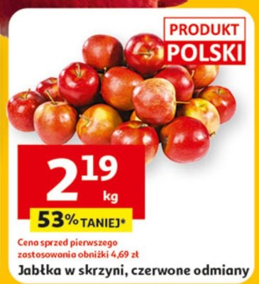 Jabłka w skrzyni, czerwone odmiany promocja w Auchan