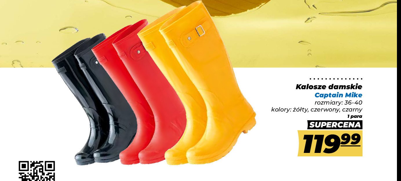 Kalosze damskie wysokie rozm. 36-40 Captain mike promocja