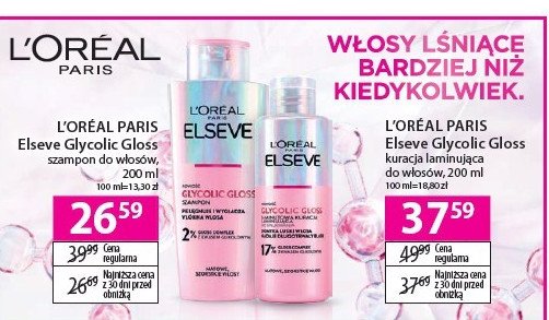 Szampon do włosów przywracający blask L'oreal elseve glycolic gloss promocja