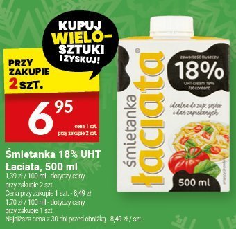 Śmietanka 18% UHT Łaciata, 500 ml promocja w Twój Market
