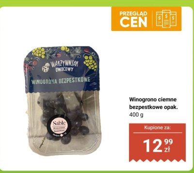 Winogrono ciemne Sable opak. 400 g promocja w Biedronka
