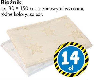 Bieżnik ok. 30 x 150 cm, z zimowymi wzorami, różne kolory promocja w Tedi