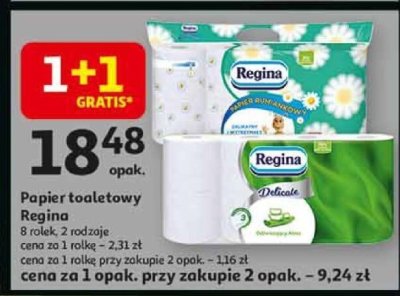 Papier toaletowy Regina 8 rolek, 2 rodzaje promocja w Auchan